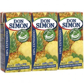 DON SIMON zumo de piña exprimida pack 3 envase 200 ml